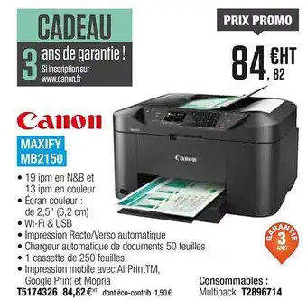 Plein ciel Maxify Mb2150 Canon offre