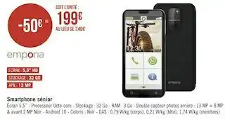 Géant Casino Emporia smartphone sénior offre