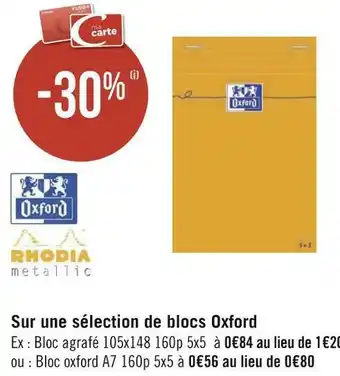 Oxford bon plan sur une sélection de blocs oxford