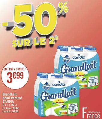 Géant Casino Candia grandlait demi-écrémé offre