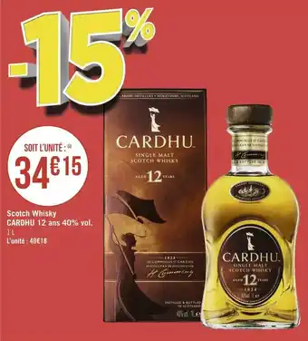 Géant Casino Cardhu scotch whisky 12 ans 40% vol. offre