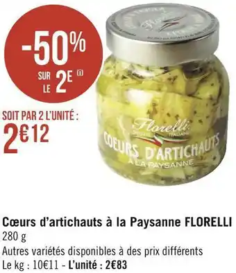 Géant Casino Florelli cœurs d’artichauts à la paysanne offre