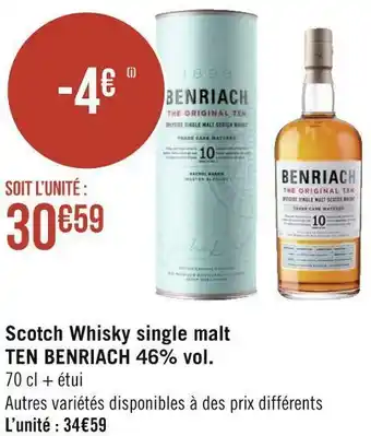 Géant Casino Ten benriach scotch whisky single malt 46% vol. offre