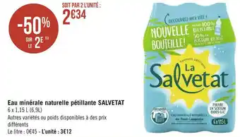 Géant Casino Salvetat eau minérale naturelle pétillante offre