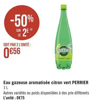 Géant Casino Perrier eau gazeuse aromatisée citron vert offre
