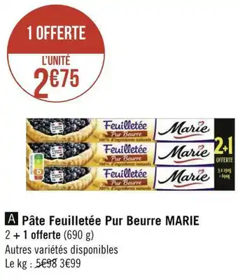 Géant Casino Marie pâte feuilletée pur beurre offre