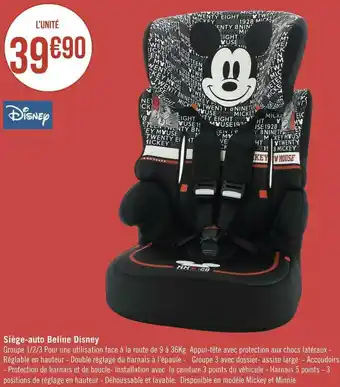 Géant Casino Disney siège-auto beline offre