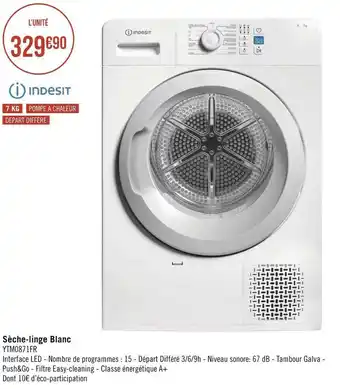 Géant Casino Indesit sèche-linge blanc offre