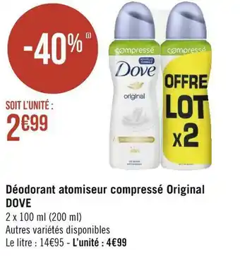 Géant Casino Dove déodorant atomiseur compressé original offre