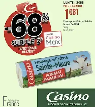 Géant Casino Casino fromage de chèvre saintemaure offre