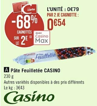 Géant Casino Casino pâte feuilletée offre