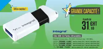 Clés Usb 3.0 Turbo Rétractables Integral