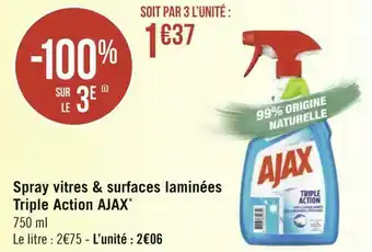 Géant Casino Ajax spray vitres & surfaces laminées triple action* offre
