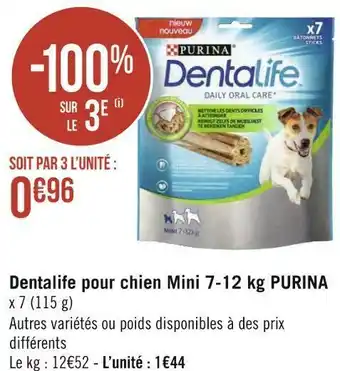 Géant Casino Purina dentalife pour chien mini 7-12 kg offre