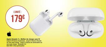 Géant Casino Apple airpods 2 + boîtier de charge sans fil offre