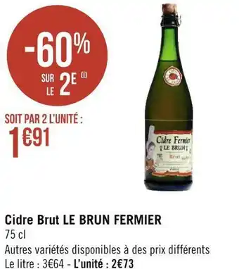 Géant Casino Le brun fermier cidre brut offre