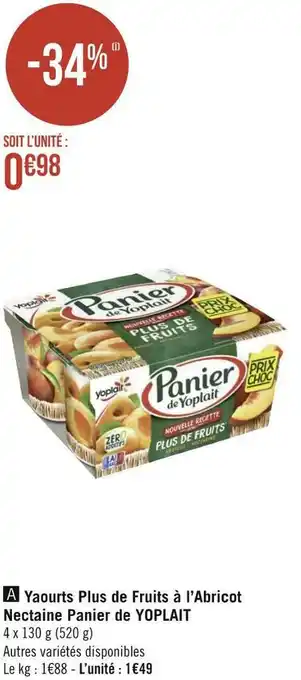 Géant Casino Yoplait yaourts plus de fruits à l’abricot nectaine panier de yoplait offre