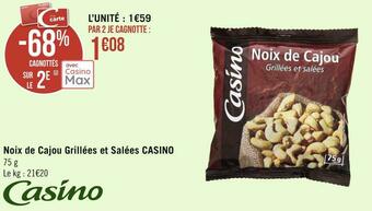 Géant Casino Casino noix de cajou grillées et salées offre
