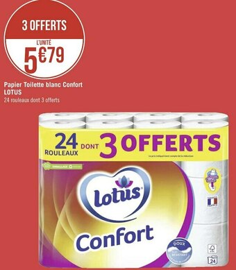 Géant Casino Lotus papier toilette blanc confort offre