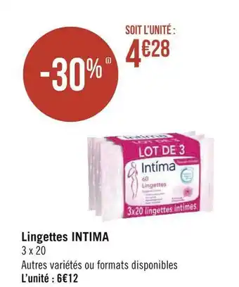 Géant Casino Intima lingettes offre