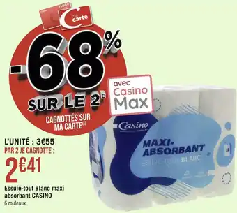 Géant Casino Casino essuie-tout blanc maxi absorbant offre