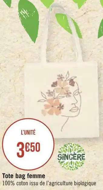 Géant Casino Sincère tote bag femme offre