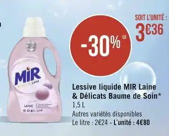 Mir lessive liquide laine & délicats baume de soin*