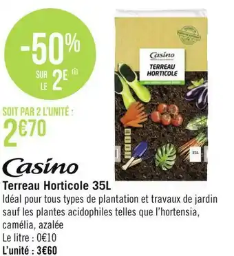 Géant Casino Casino terreau horticole 35l offre