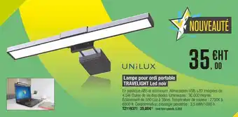 Plein ciel Lampe Pour Ordi Portable Travelight Led Noir Unilux offre