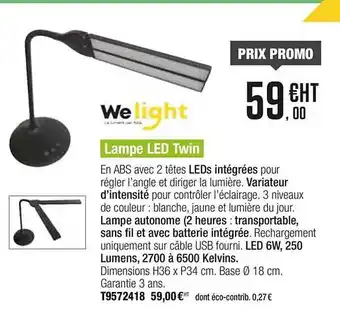 Plein ciel Lampe Led Twin Welight offre