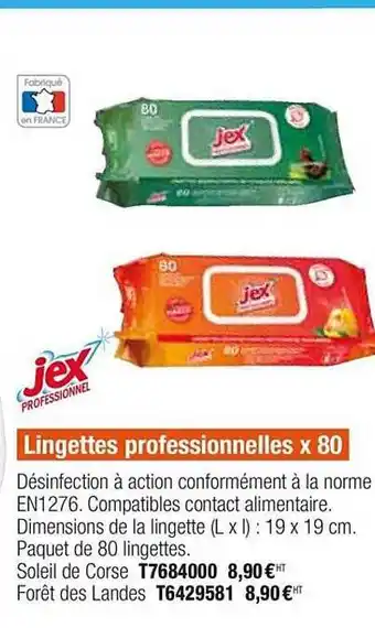 Lingettes Professionnelles X 80 Jex Professionnel