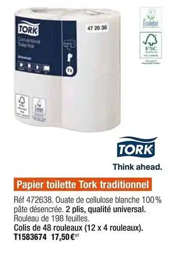 Plein ciel Papier Toilette Tork Traditionnel offre