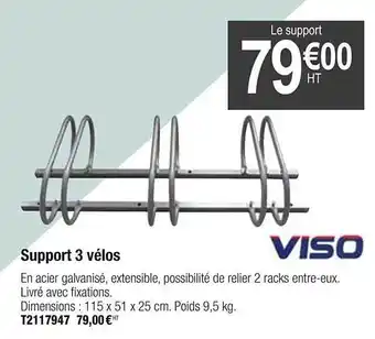 Plein ciel Support 3 Vélos Viso offre