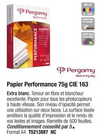 Plein ciel Papier Performance 75g Cie 163 Pergamy offre
