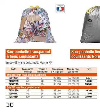 Sac Poubelle Transparente Ă Liens Coulissants