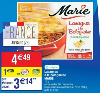 Cora x Carrefour Lasagnes à la bolognaise MARIE offre
