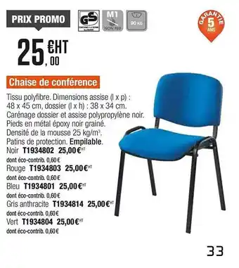 Plein ciel Chaise De Conférence offre
