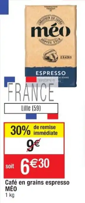 Cora x Carrefour Café en grains espresso méo offre