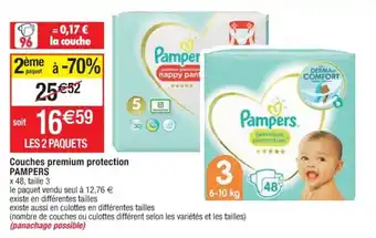 Cora x Carrefour Couches premium protection PAMPERS offre