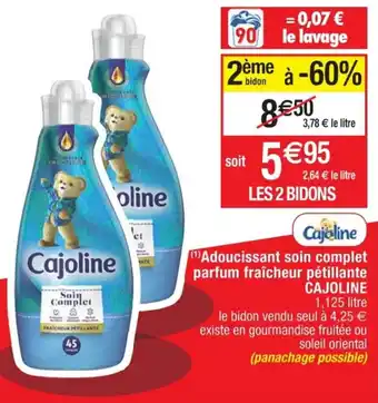 Cora x Carrefour Adoucissant soin complet parfum fraîcheur pétillante CAJOLINE offre