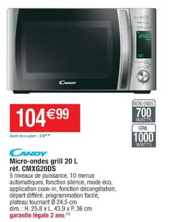 Cora x Carrefour Micro-ondes grill 20 L offre