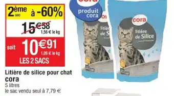 Cora x Carrefour Litière de silice pour chat CORA offre
