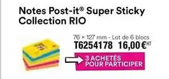Plein ciel Notes Post It Super Sticky Collection Rio offre