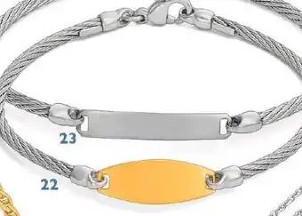 Bracelet identité acier, diamètre petit modéle, or jaune 0,75 g.