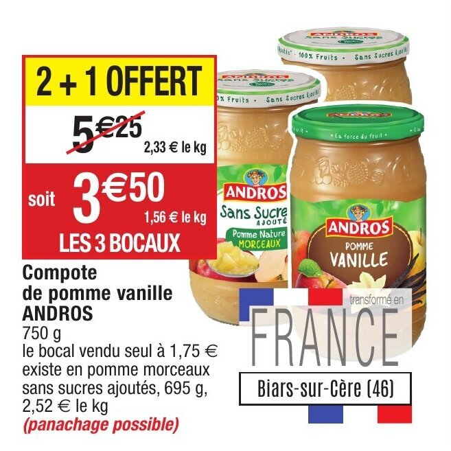 Promo Compote De Pomme Vanille Andros chez Migros