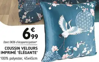 Imaginea Coussin velours imprimé ‘élégante offre