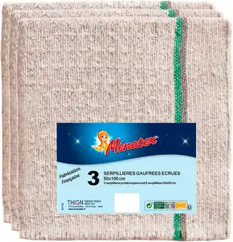 Match La ménagère lot 3 serpillières gaufrées écrues offre