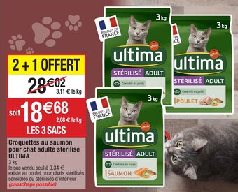 Migros Croquettes au saumon pour chat adulte stérilisé ULTIMA offre