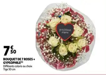 Auchan Boquet de 7 roses + gypsophile offre