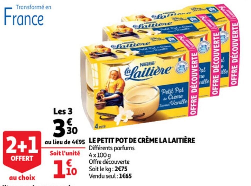 Promo Le petit pot de creme la laitière chez Auchan